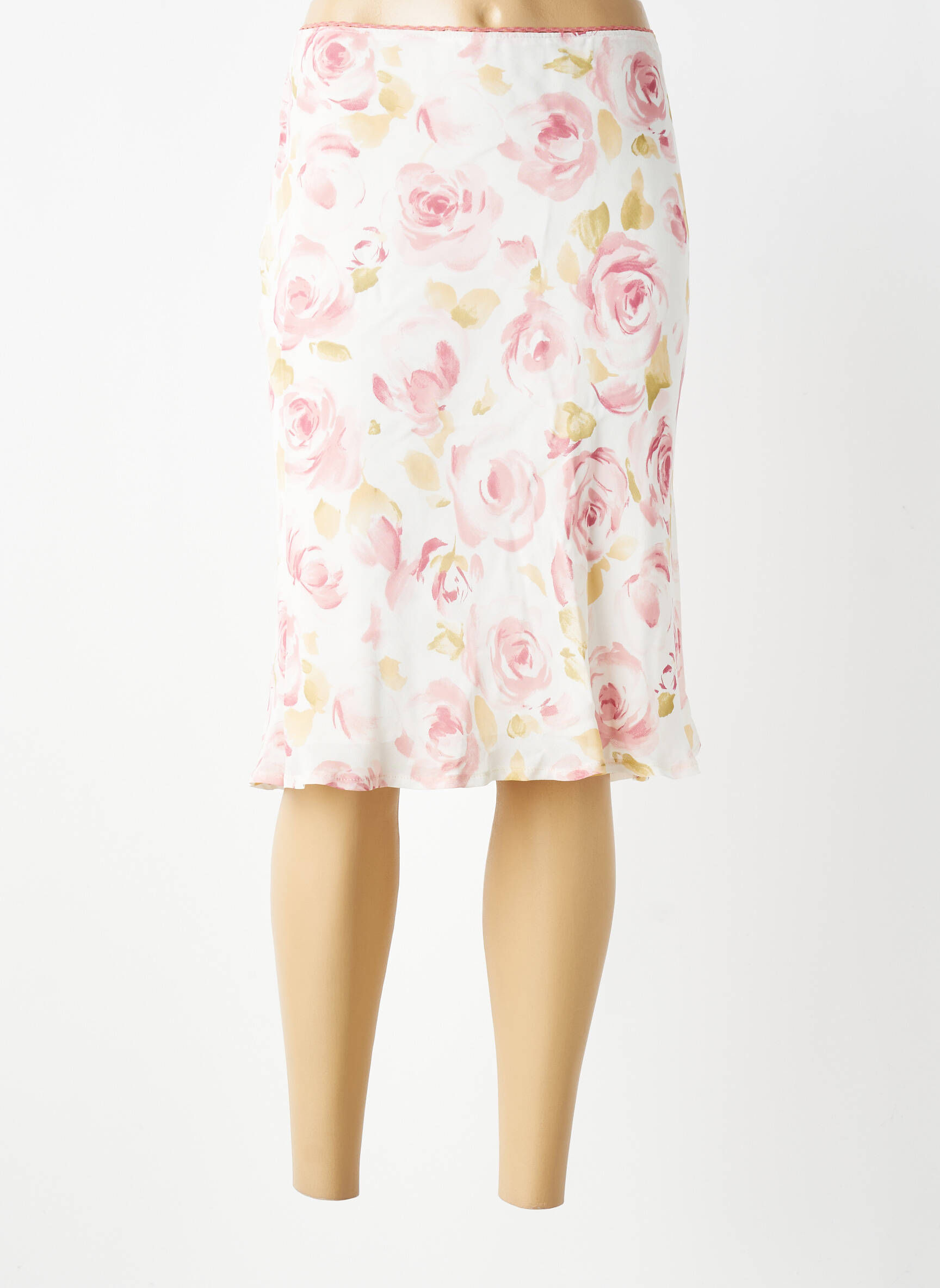 Jupe mi-longue coupe droite blanc ANTONELLE femme