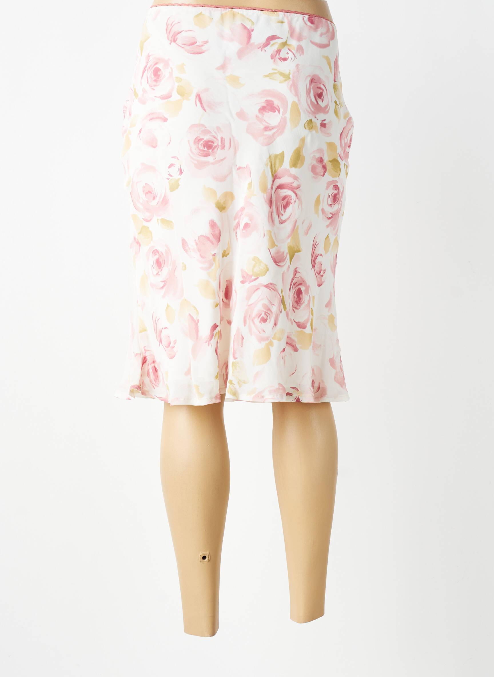 Jupe mi-longue coupe droite blanc ANTONELLE femme
