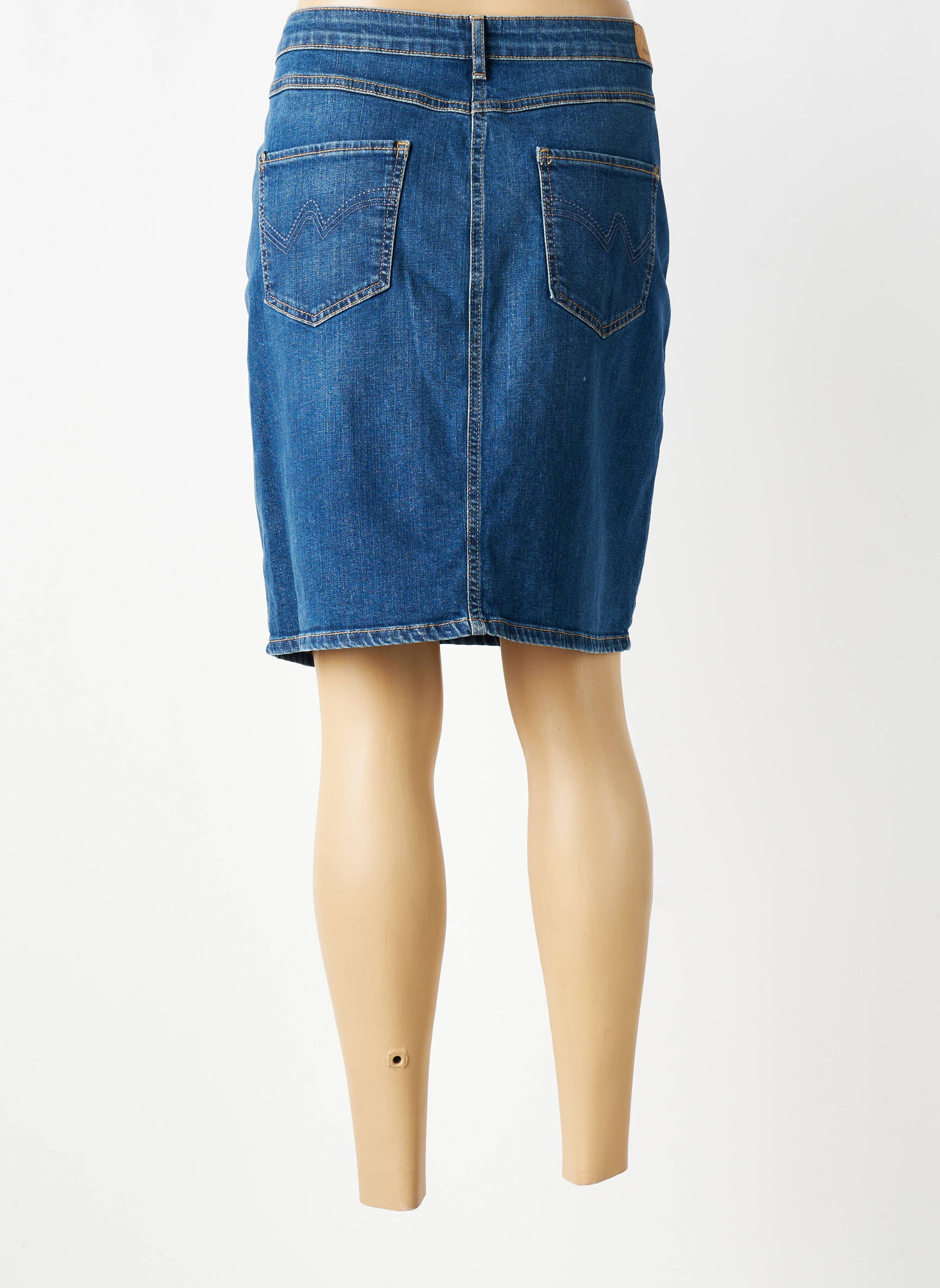 Jupe mi-longue stretch bleu KANOPE femme