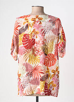 Top imprimé fantaisie manches courtes orange L'ATELIER D'ANNA femme