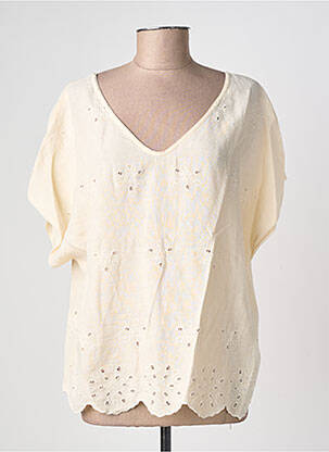 Top coupe fluide manches courtes beige L'ATELIER D'ANNA femme