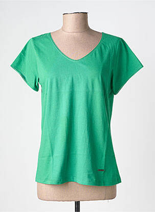 T-shirt col v manches courtes vert AGATHE & LOUISE femme