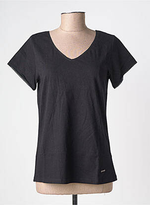 T-shirt col v manches courtes noir AGATHE & LOUISE femme