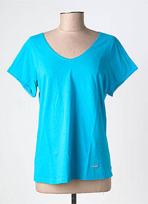 T-shirt col v manches courtes bleu AGATHE & LOUISE femme