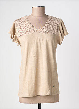 Top stretch manches courtes beige AGATHE & LOUISE femme