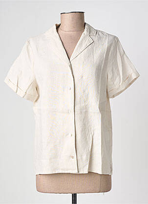 Chemisier coupe droite manches courtes beige FREDA femme