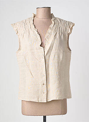 Chemisier coupe cintrée sans manche beige FREDA femme