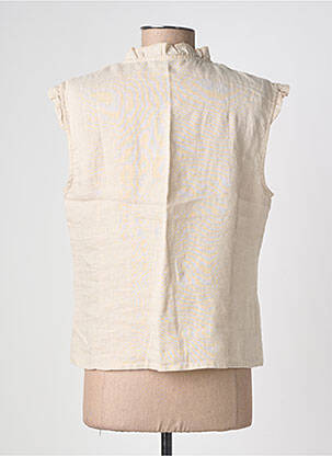 Chemisier coupe cintrée sans manche beige FREDA femme