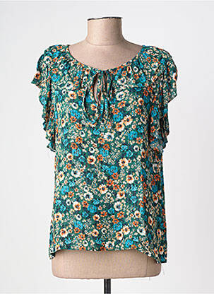 Top coupe fluide manches courtes vert VINTAGE LOVE femme