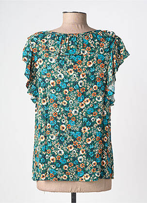 Top coupe fluide manches courtes vert VINTAGE LOVE femme