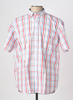 Chemise manches courtes imprimé carreaux blanc ETHNIC BLUE homme