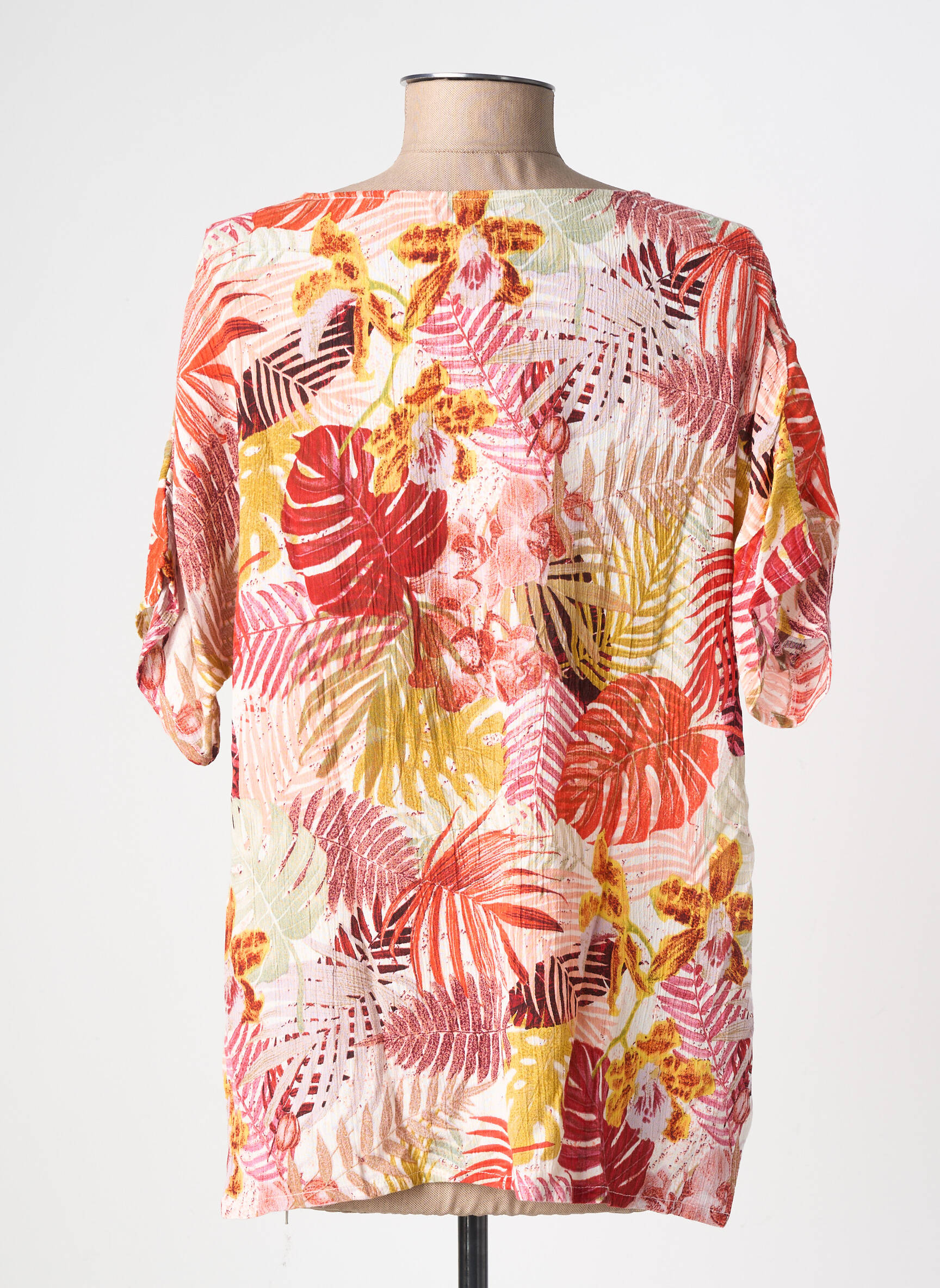 Top imprimé fantaisie manches courtes orange L'ATELIER D'ANNA femme