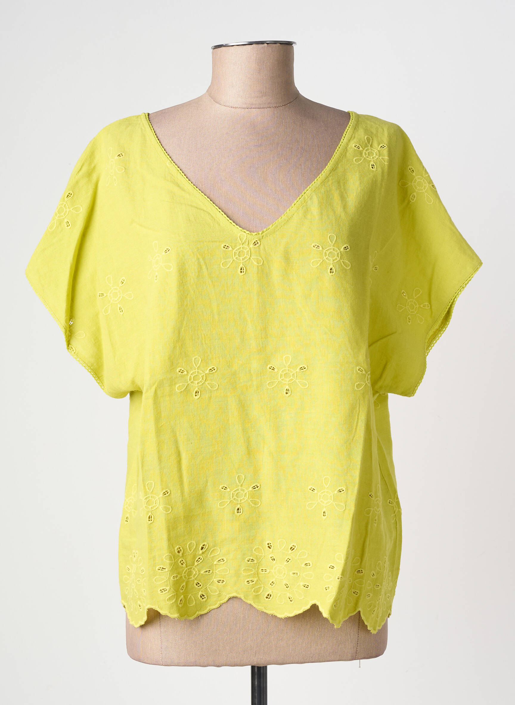 Top coupe fluide manches courtes vert L'ATELIER D'ANNA femme