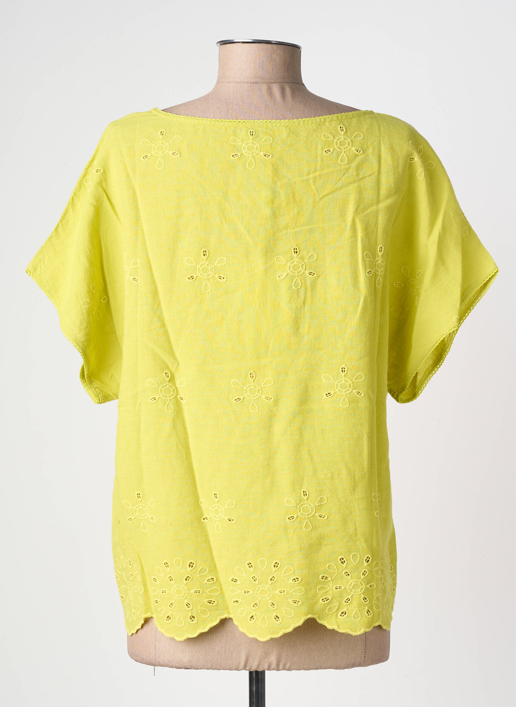 Top coupe fluide manches courtes vert L'ATELIER D'ANNA femme