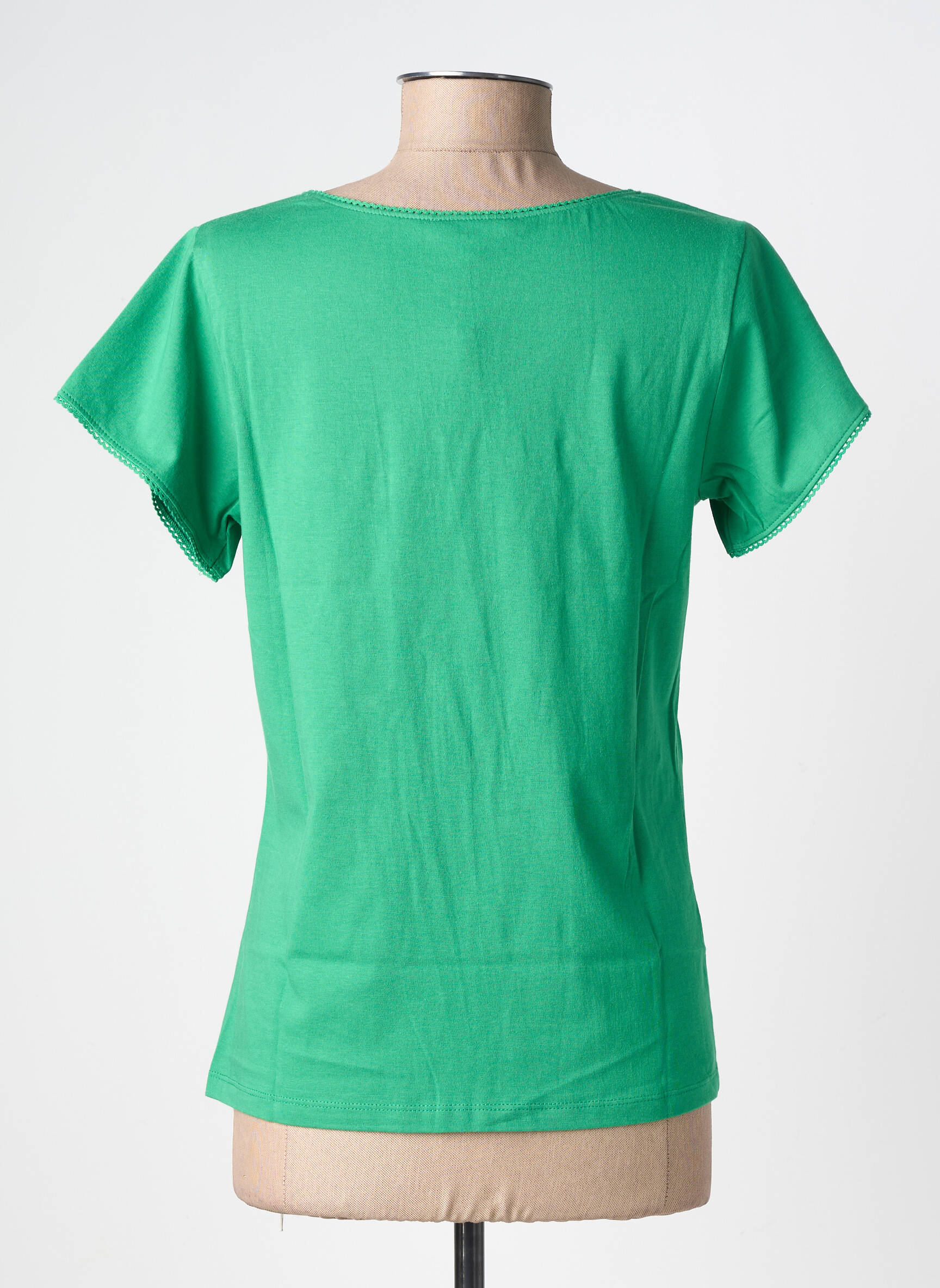 T-shirt col v manches courtes vert AGATHE & LOUISE femme