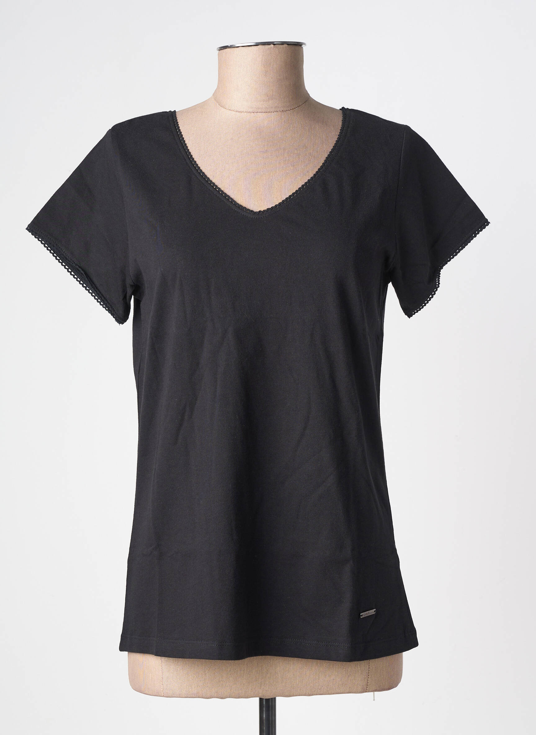T-shirt col v manches courtes noir AGATHE & LOUISE femme