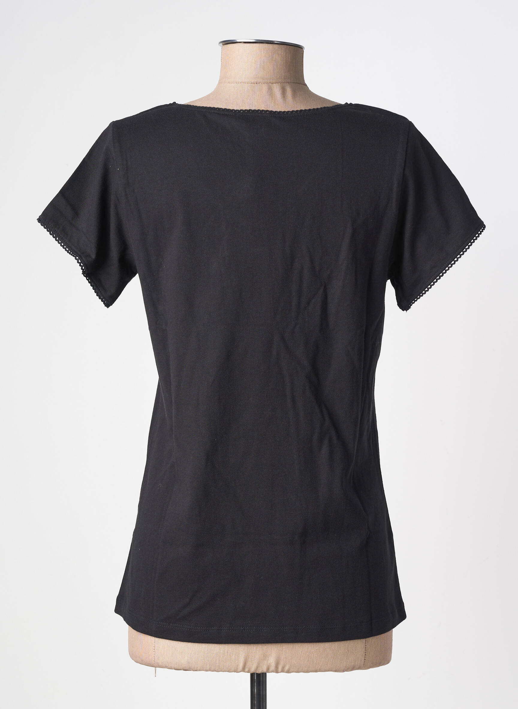T-shirt col v manches courtes noir AGATHE & LOUISE femme