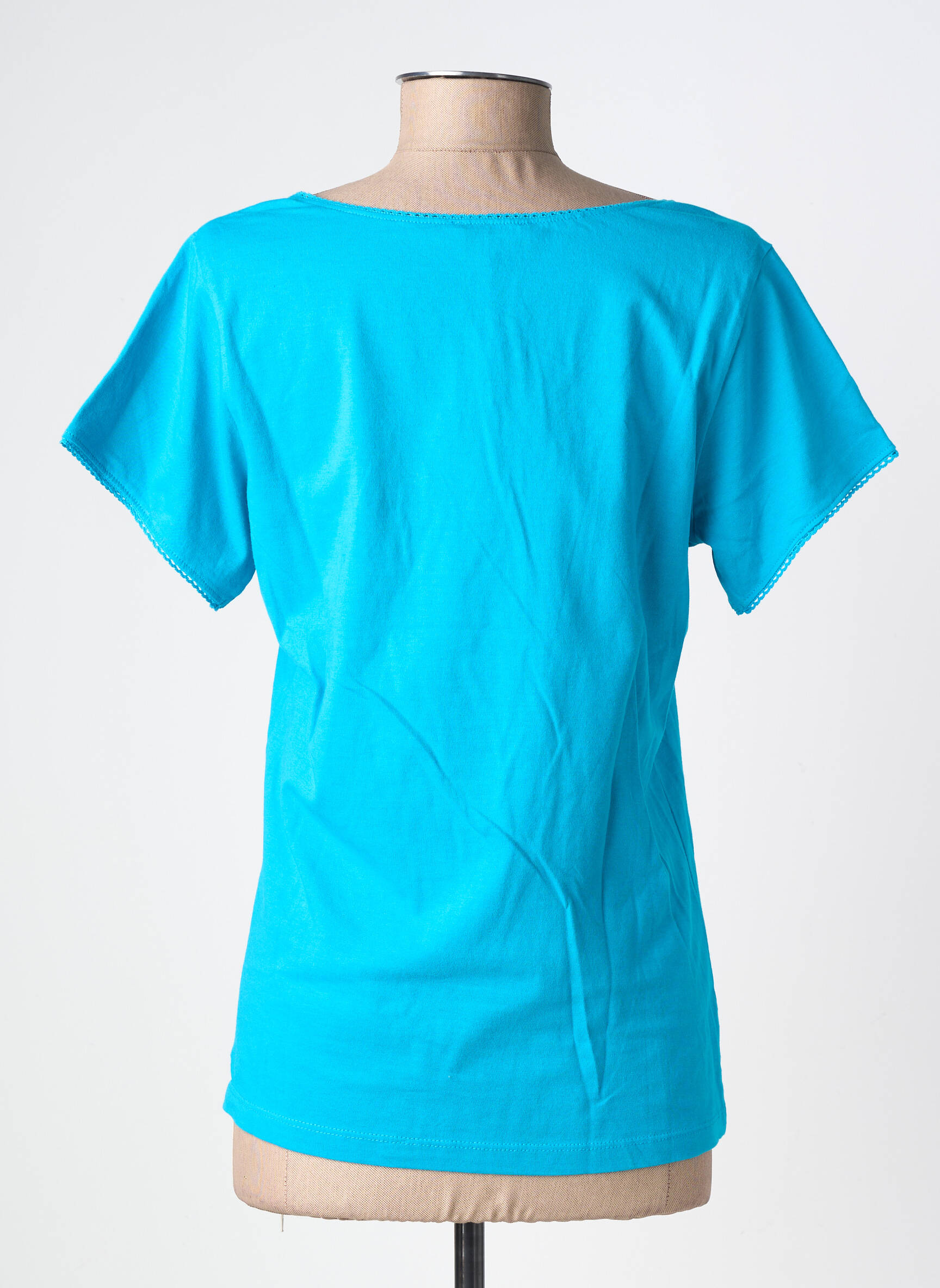 T-shirt col v manches courtes bleu AGATHE & LOUISE femme