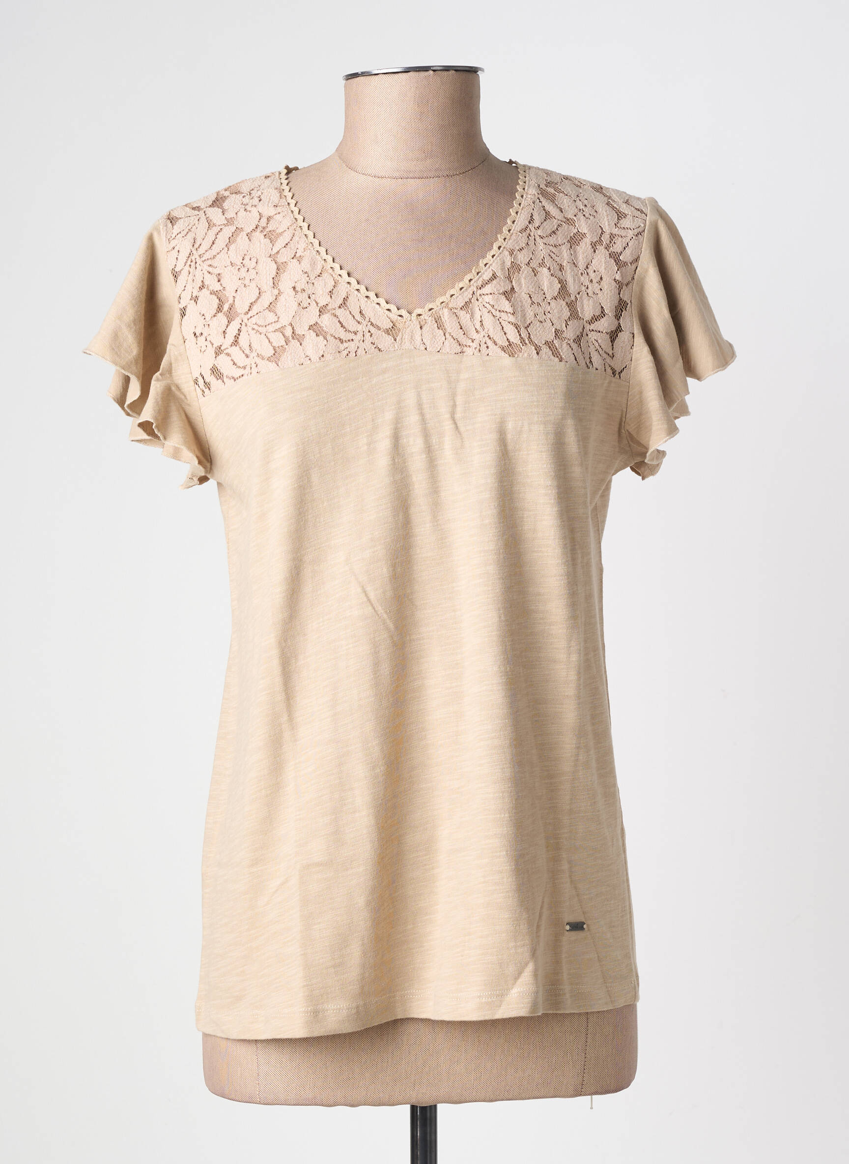 Top stretch manches courtes beige AGATHE & LOUISE femme