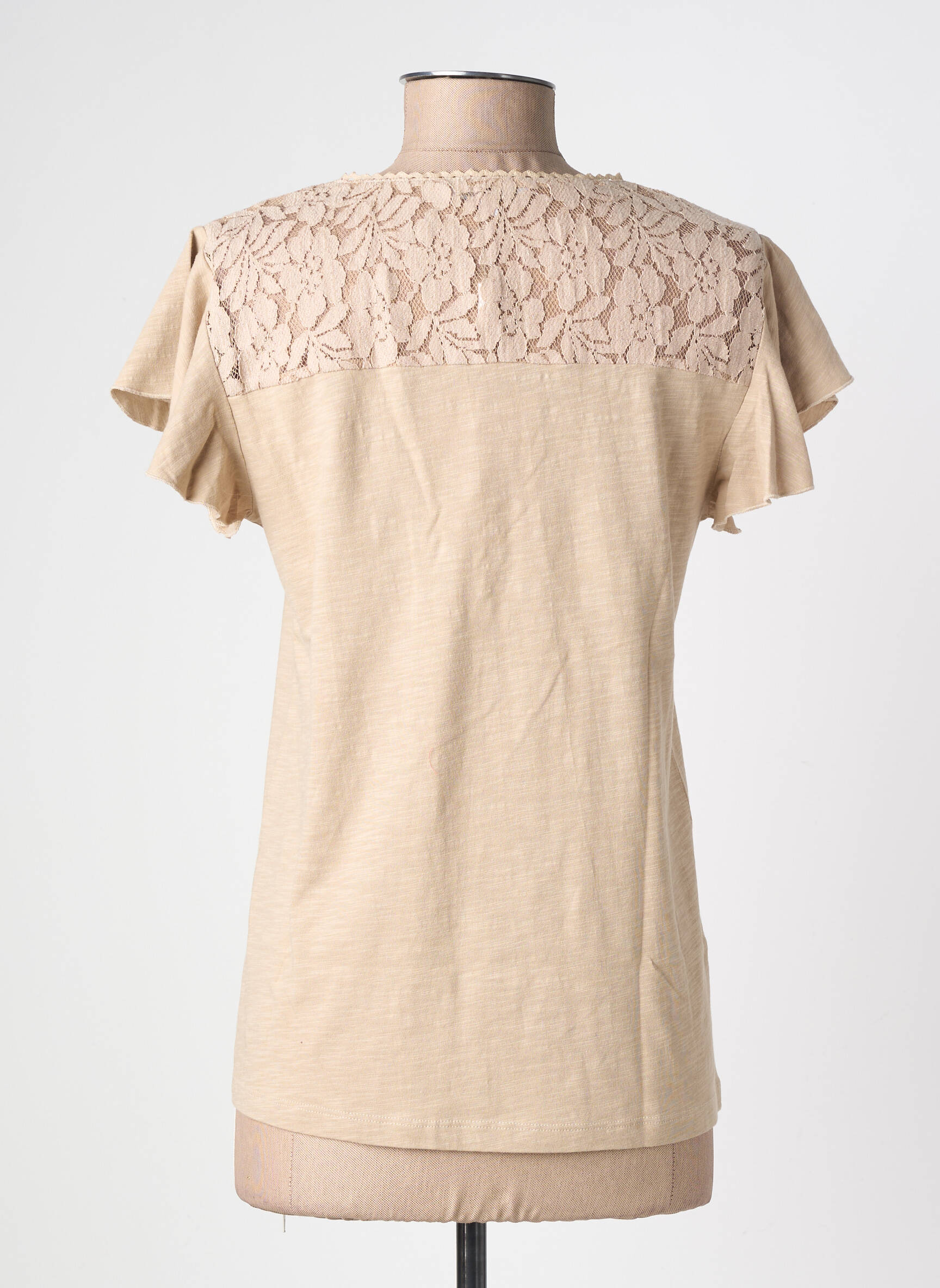 Top stretch manches courtes beige AGATHE & LOUISE femme