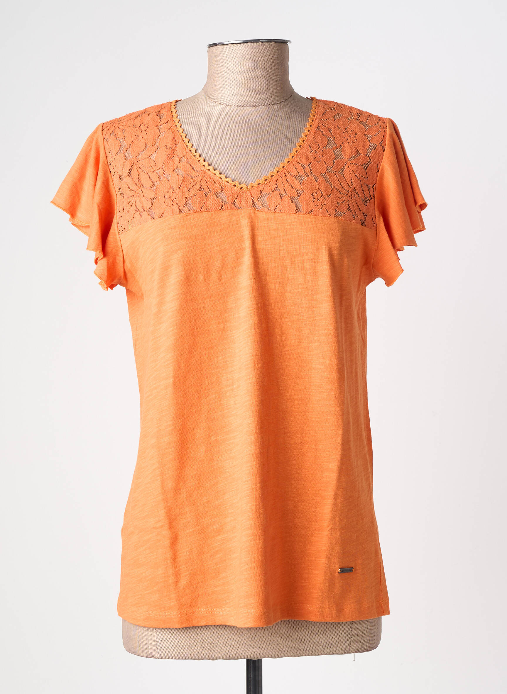 Top stretch manches courtes orange AGATHE & LOUISE femme