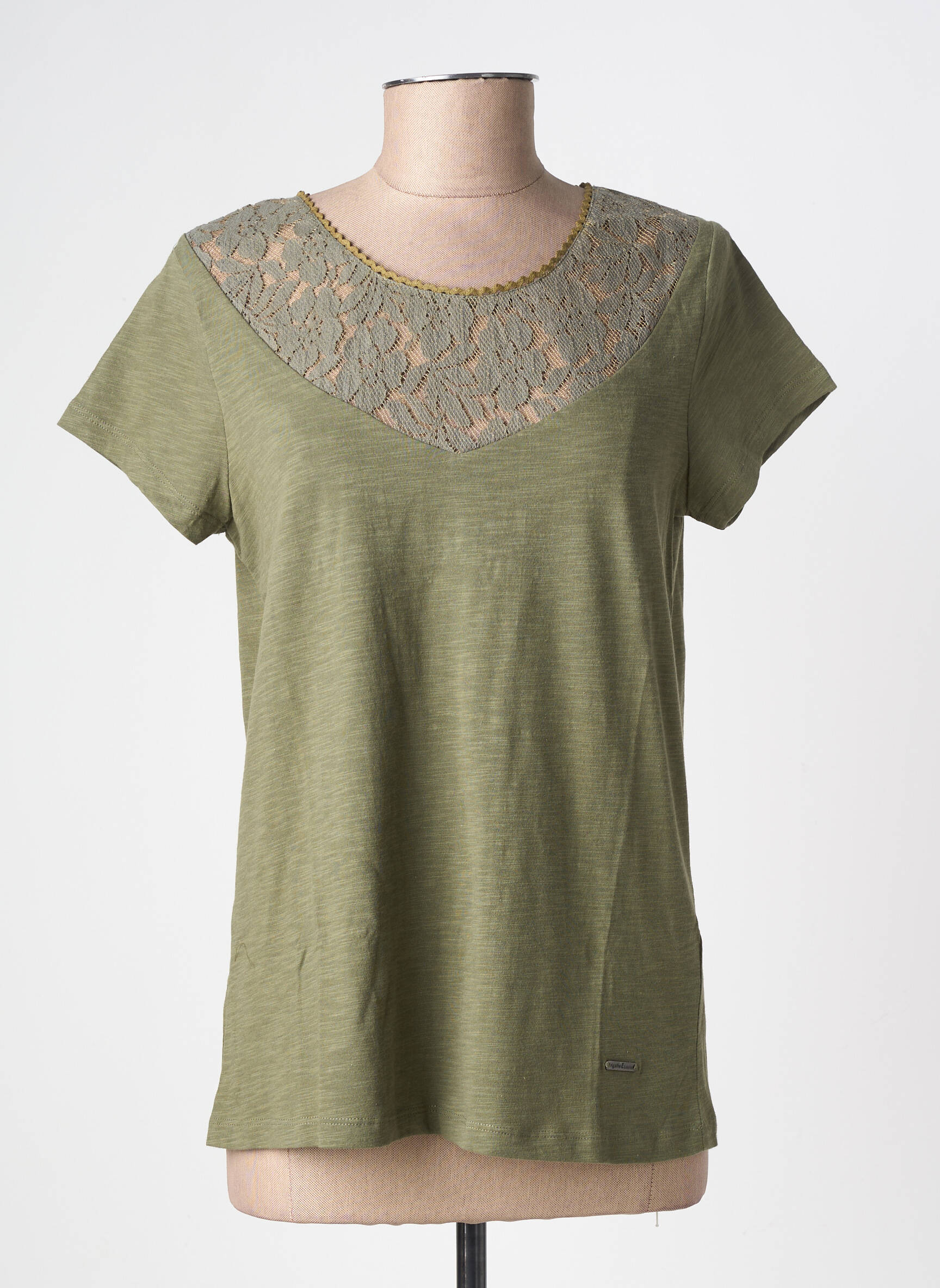 Top stretch manches courtes vert AGATHE & LOUISE femme