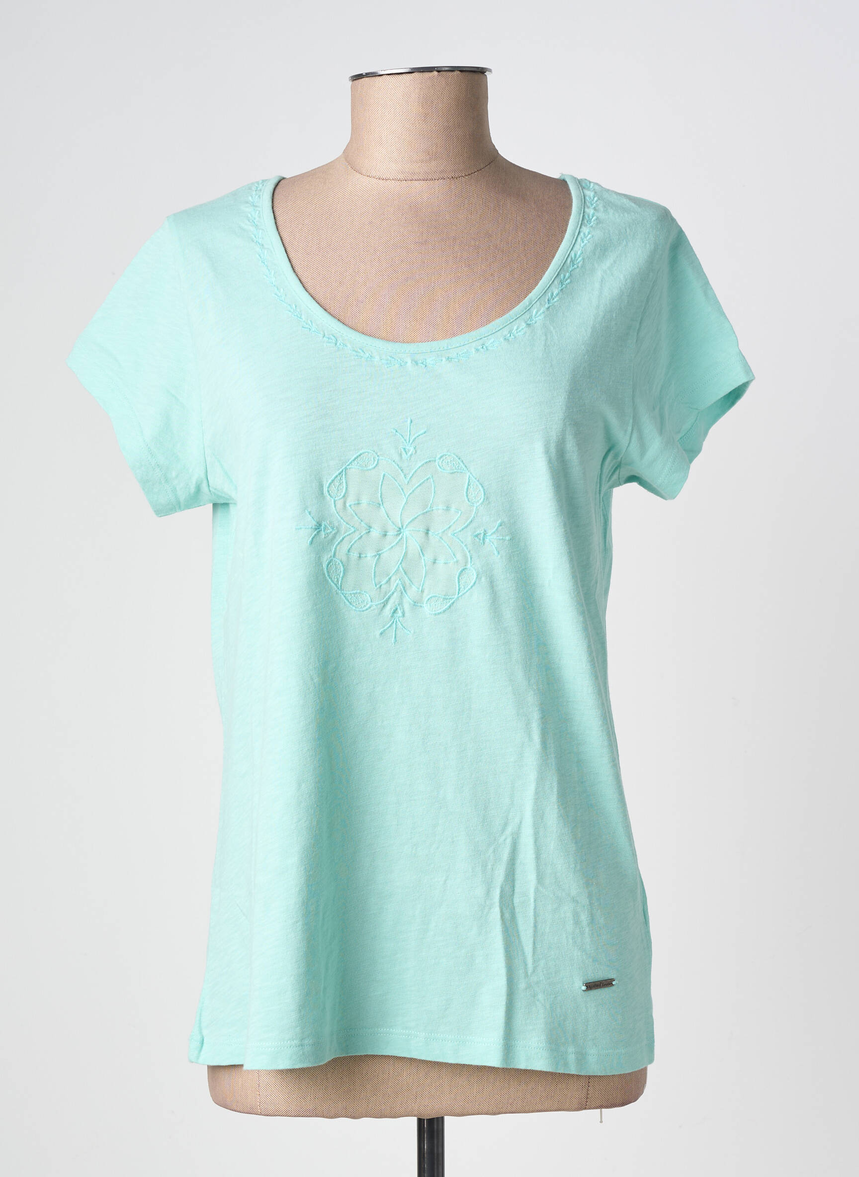 T-shirt stretch manches courtes bleu AGATHE & LOUISE femme
