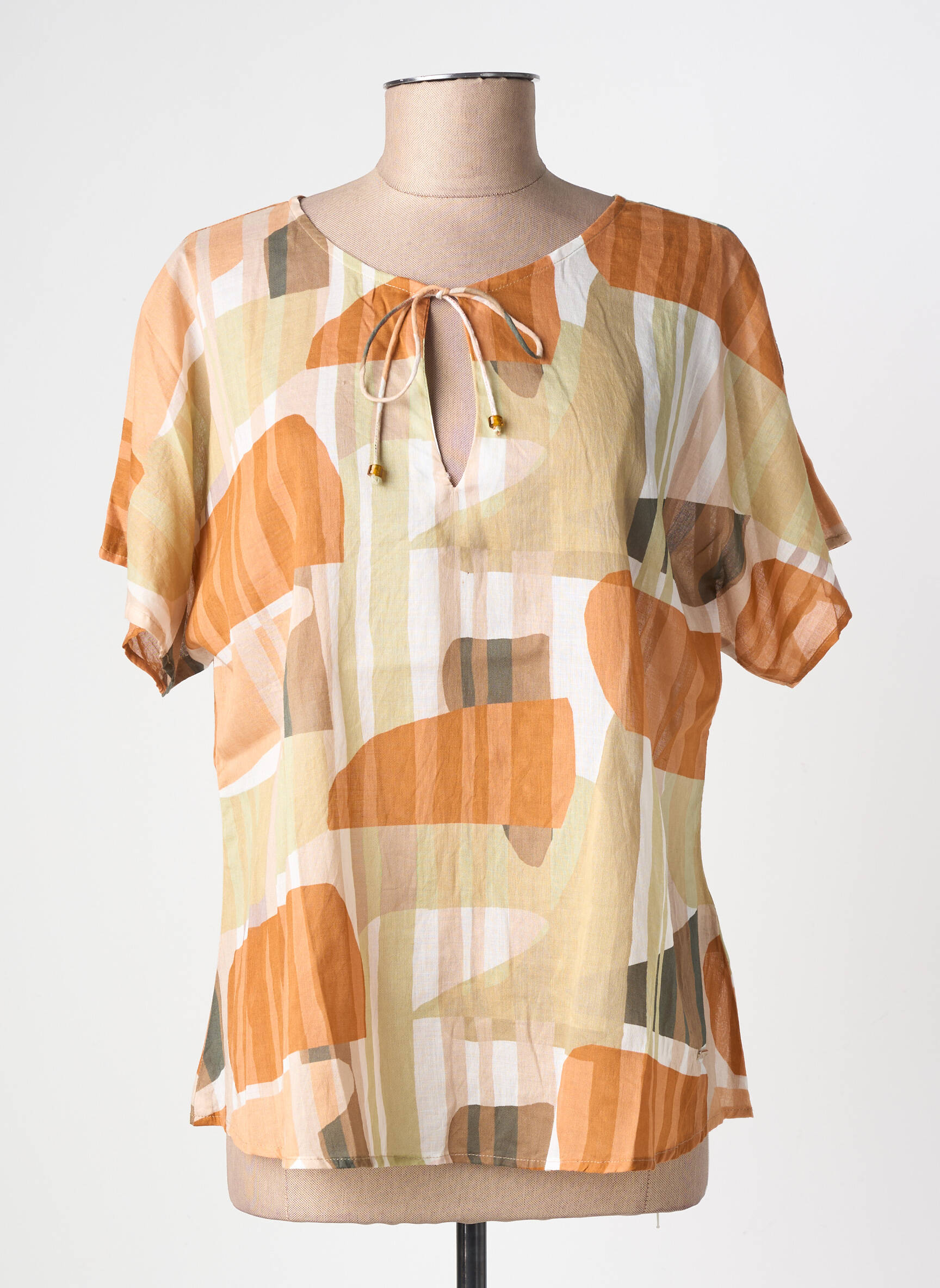 Blouse légère et transparente manches courtes orange L'ATELIER D'ANNA femme