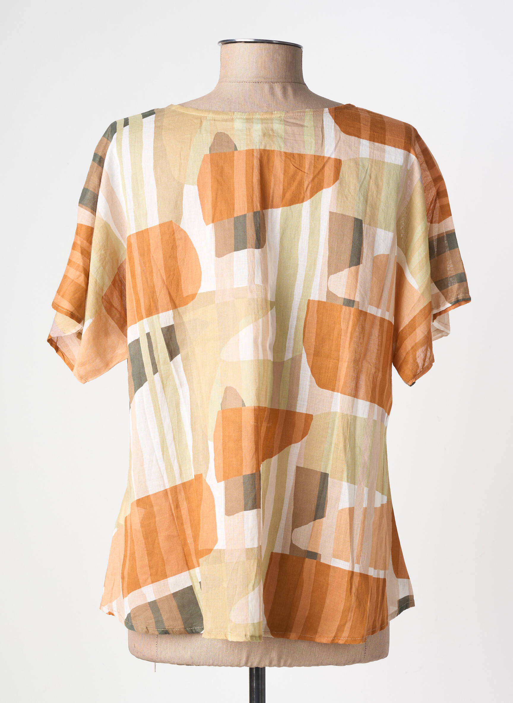 Blouse légère et transparente manches courtes orange L'ATELIER D'ANNA femme
