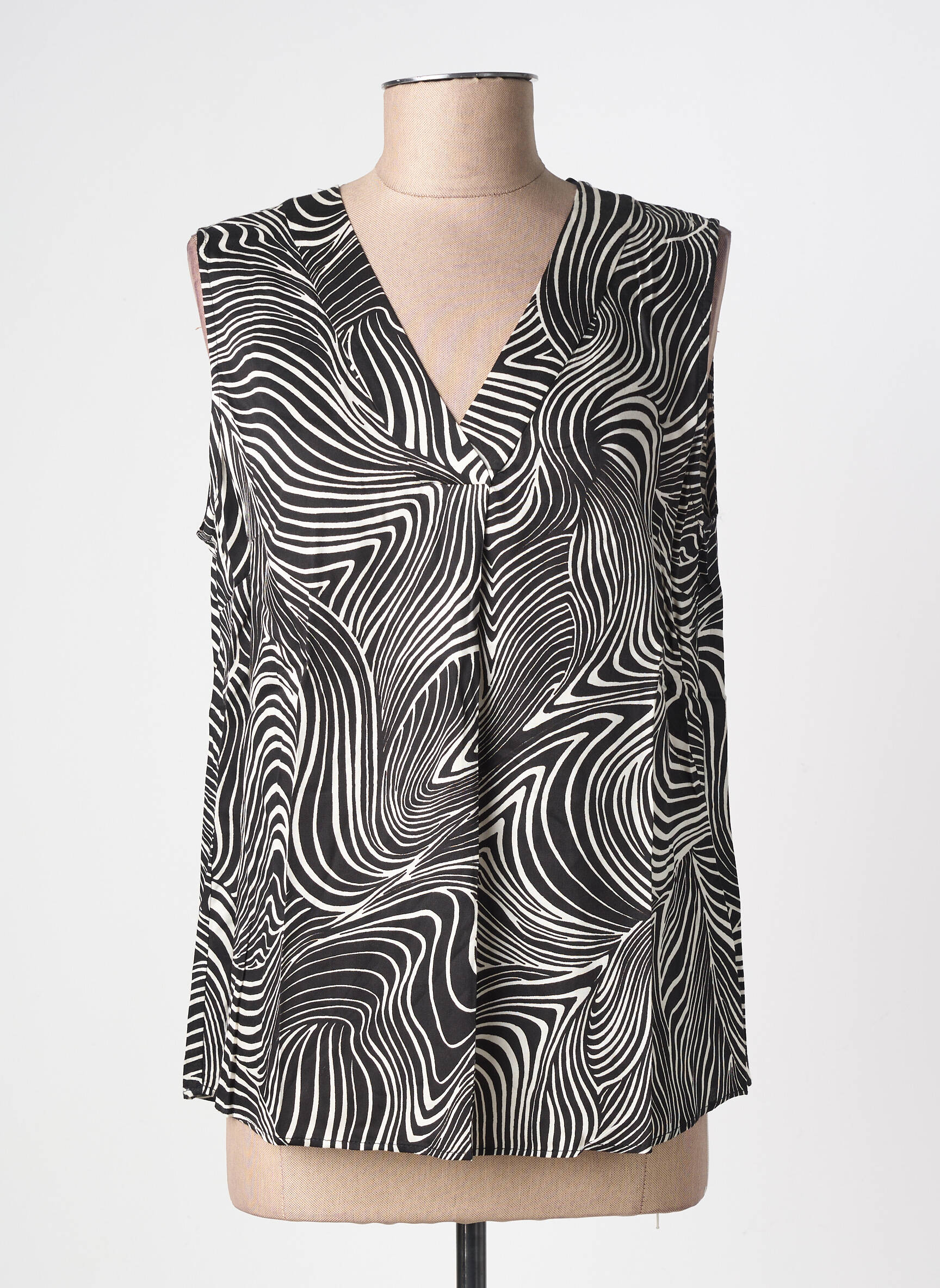 Blouse tissage popeline sans manche noir BARILOCHE femme
