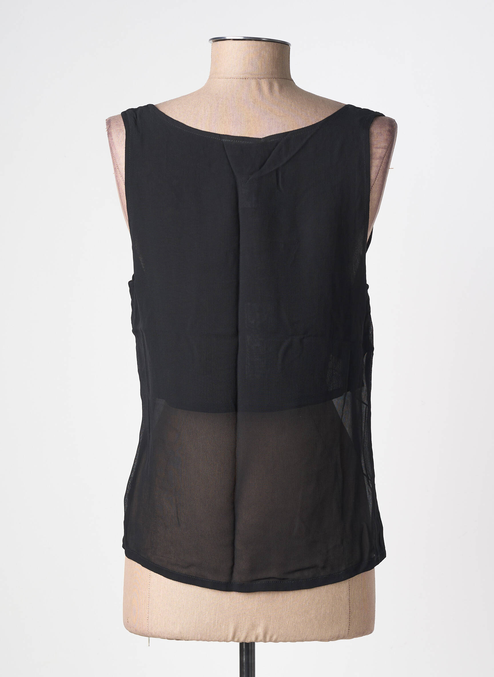 Top coupe fluide sans manche noir FILLE DES SABLES femme