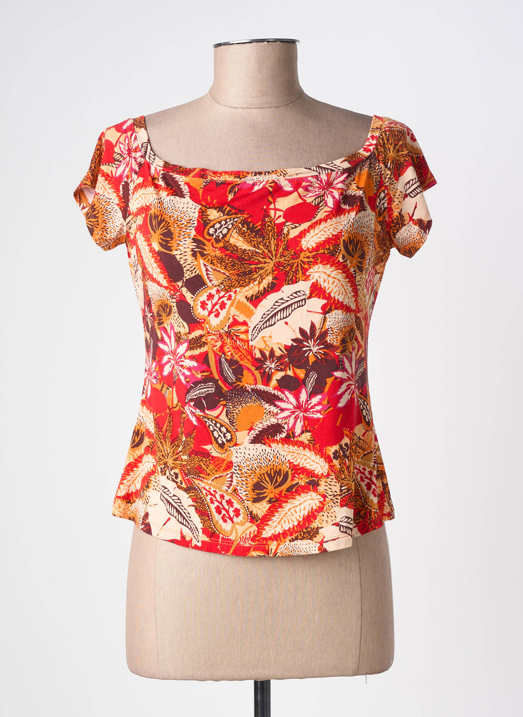 T-shirt imprimé fantaisie manches courtes rouge SURKANA femme