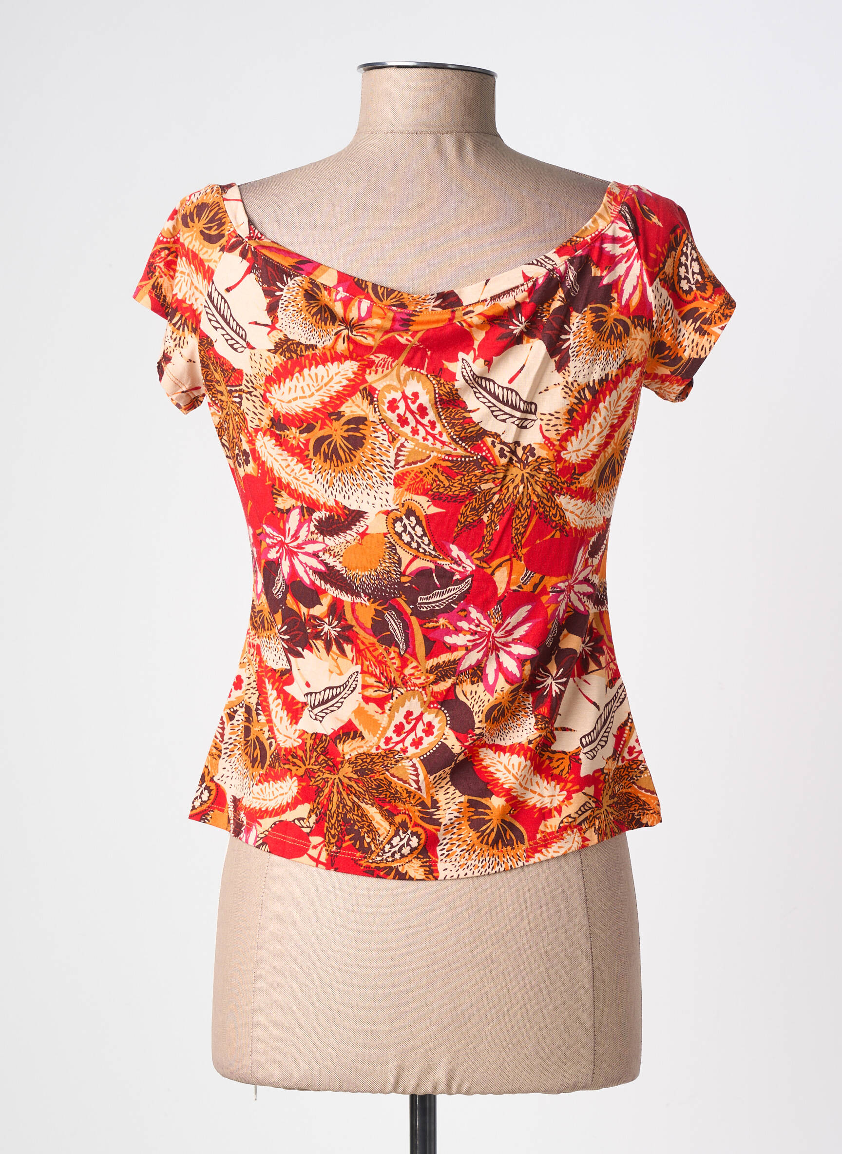 T-shirt imprimé fantaisie manches courtes rouge SURKANA femme