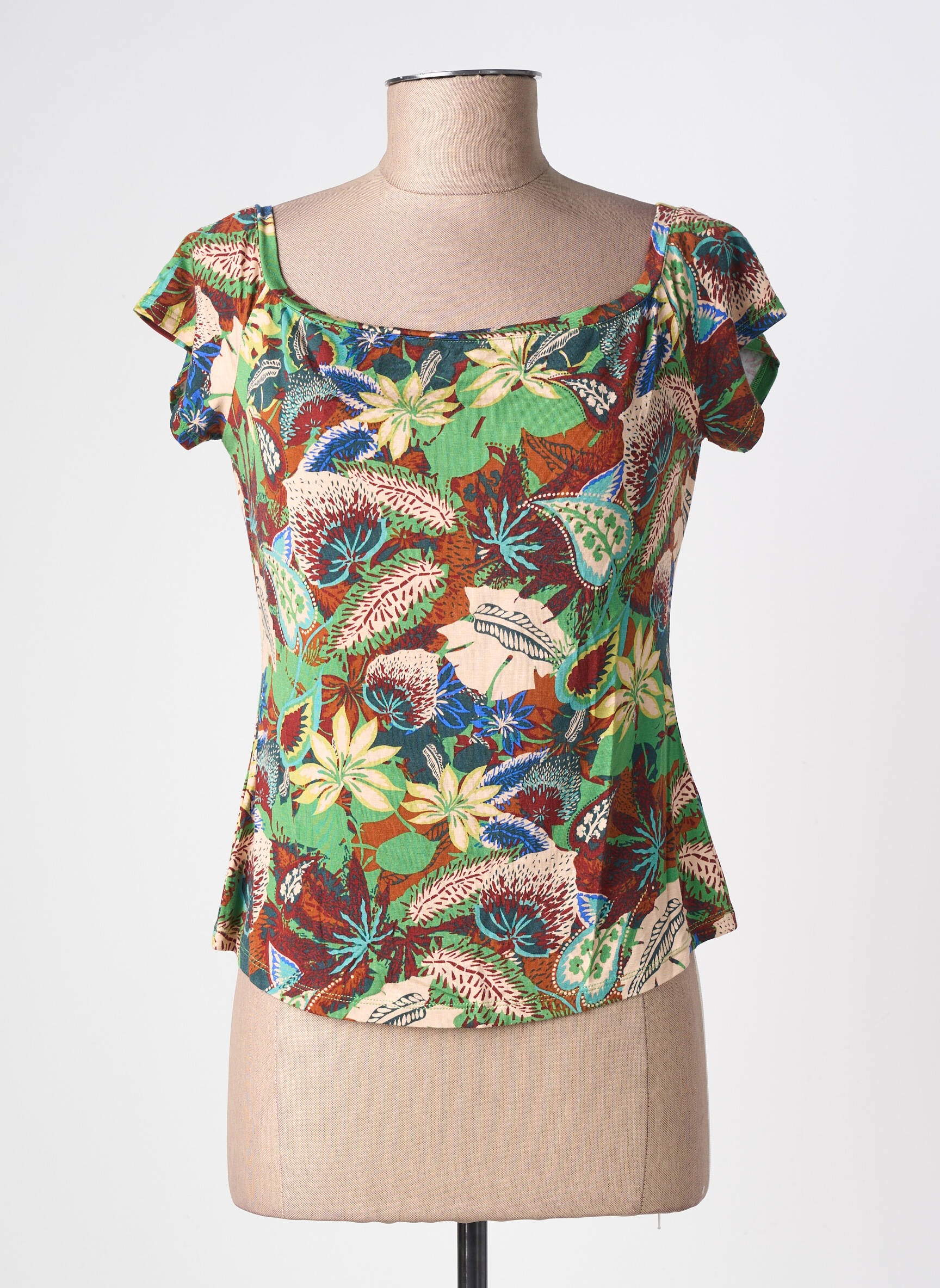 T-shirt imprimé fantaisie manches courtes vert SURKANA femme