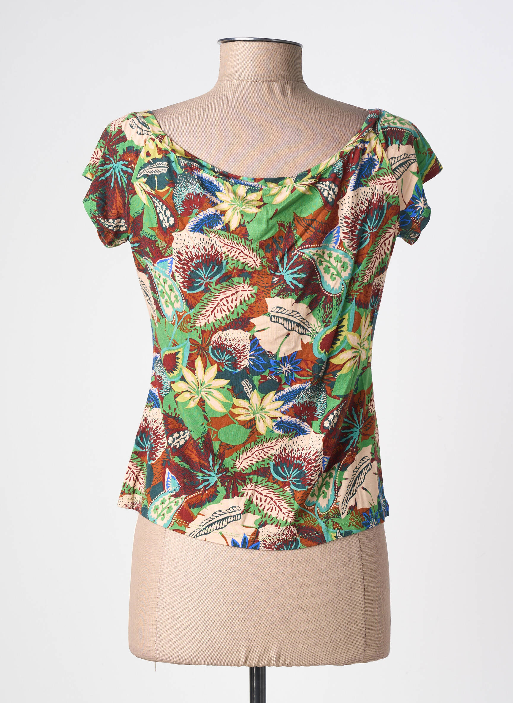 T-shirt imprimé fantaisie manches courtes vert SURKANA femme