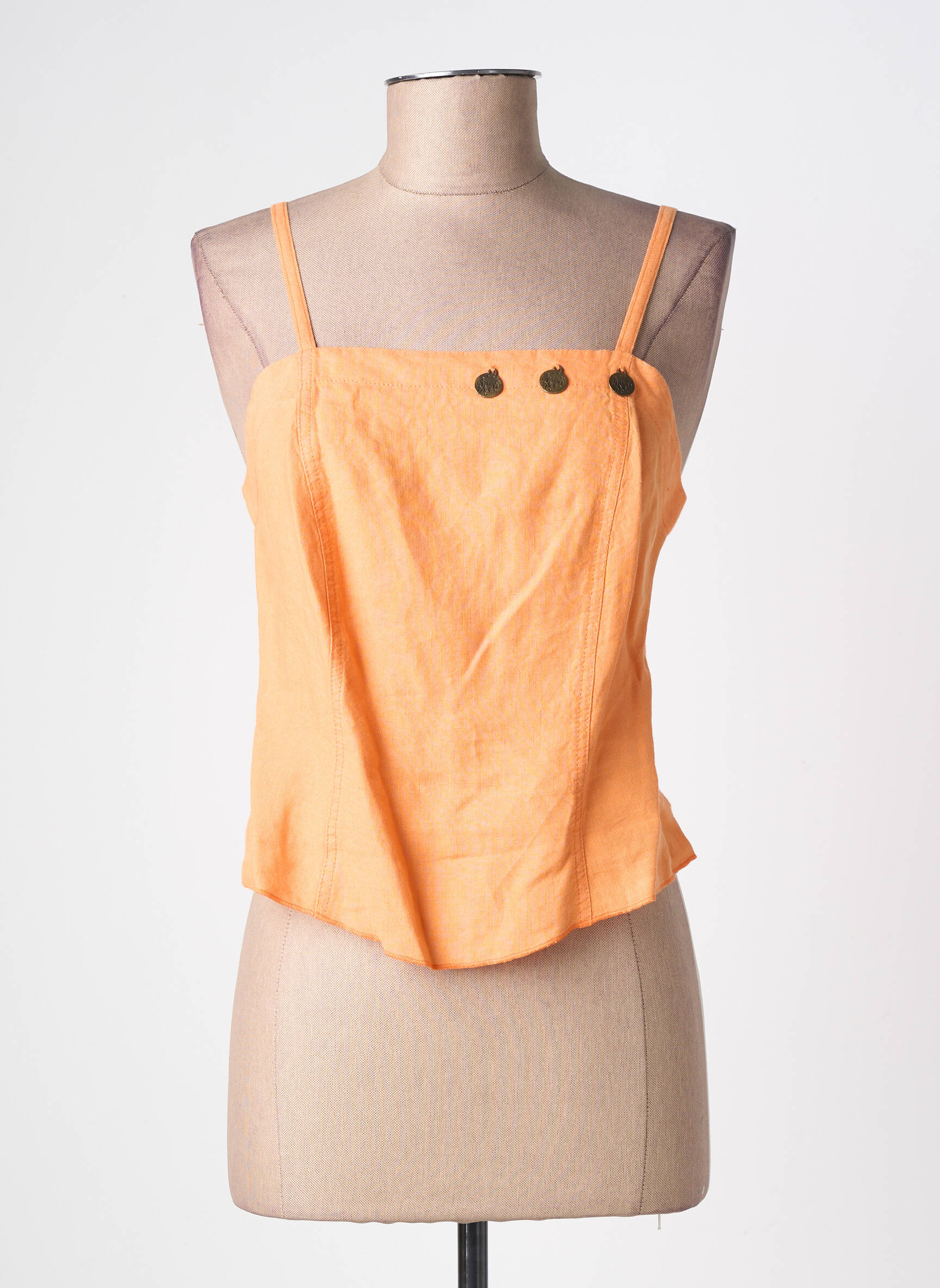 Top col carré fines bretelles orange ROSA ROSAM femme