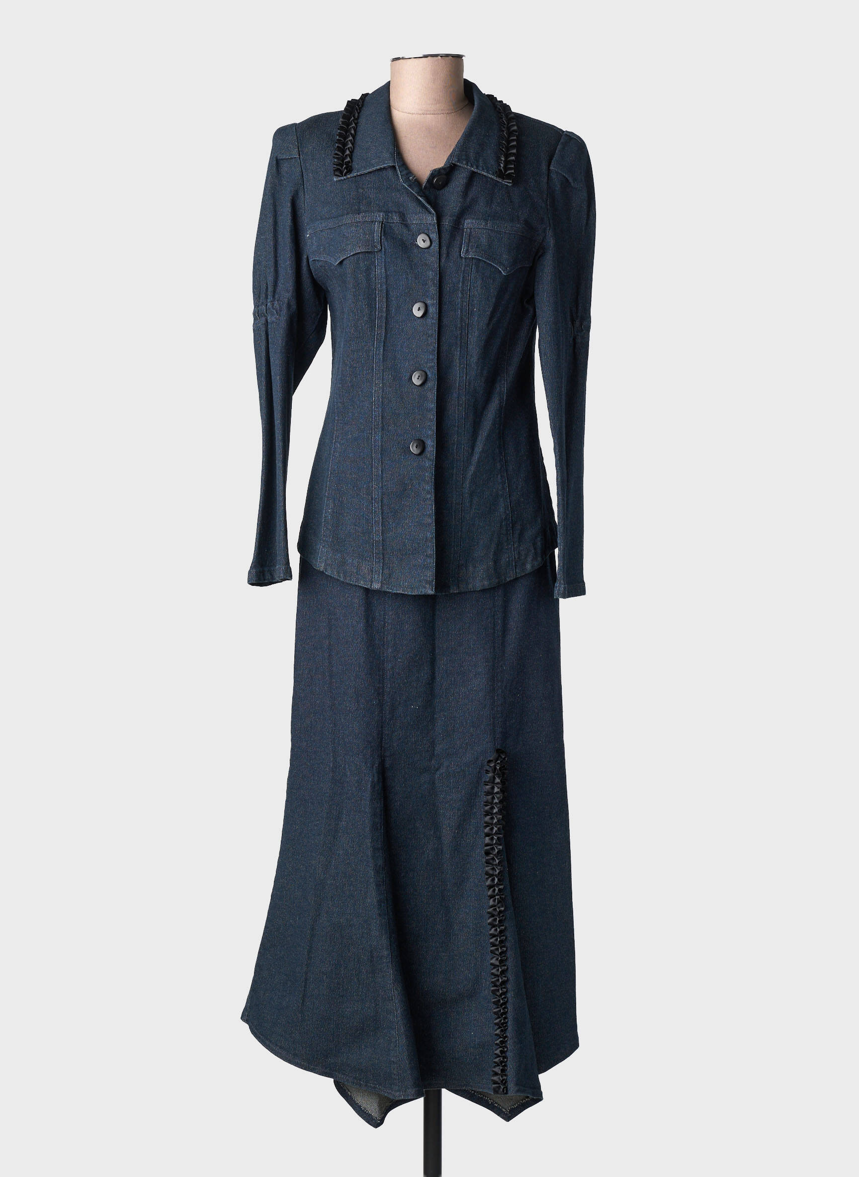Ensemble jupe fermeture boutonnée sur le devant bleu ROSA ROSAM femme