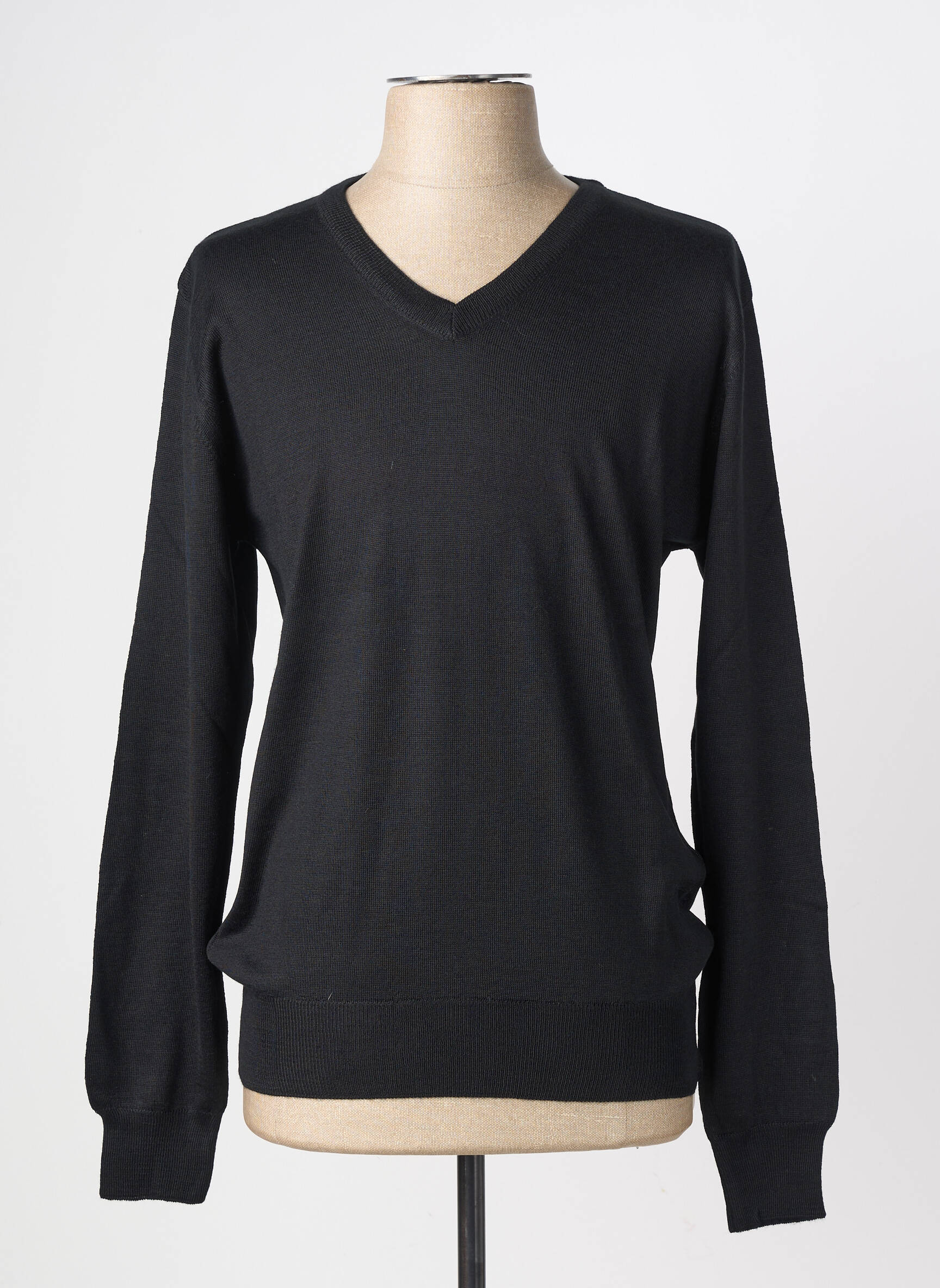 Pull col v manches longues noir ENZO DI MILANO homme