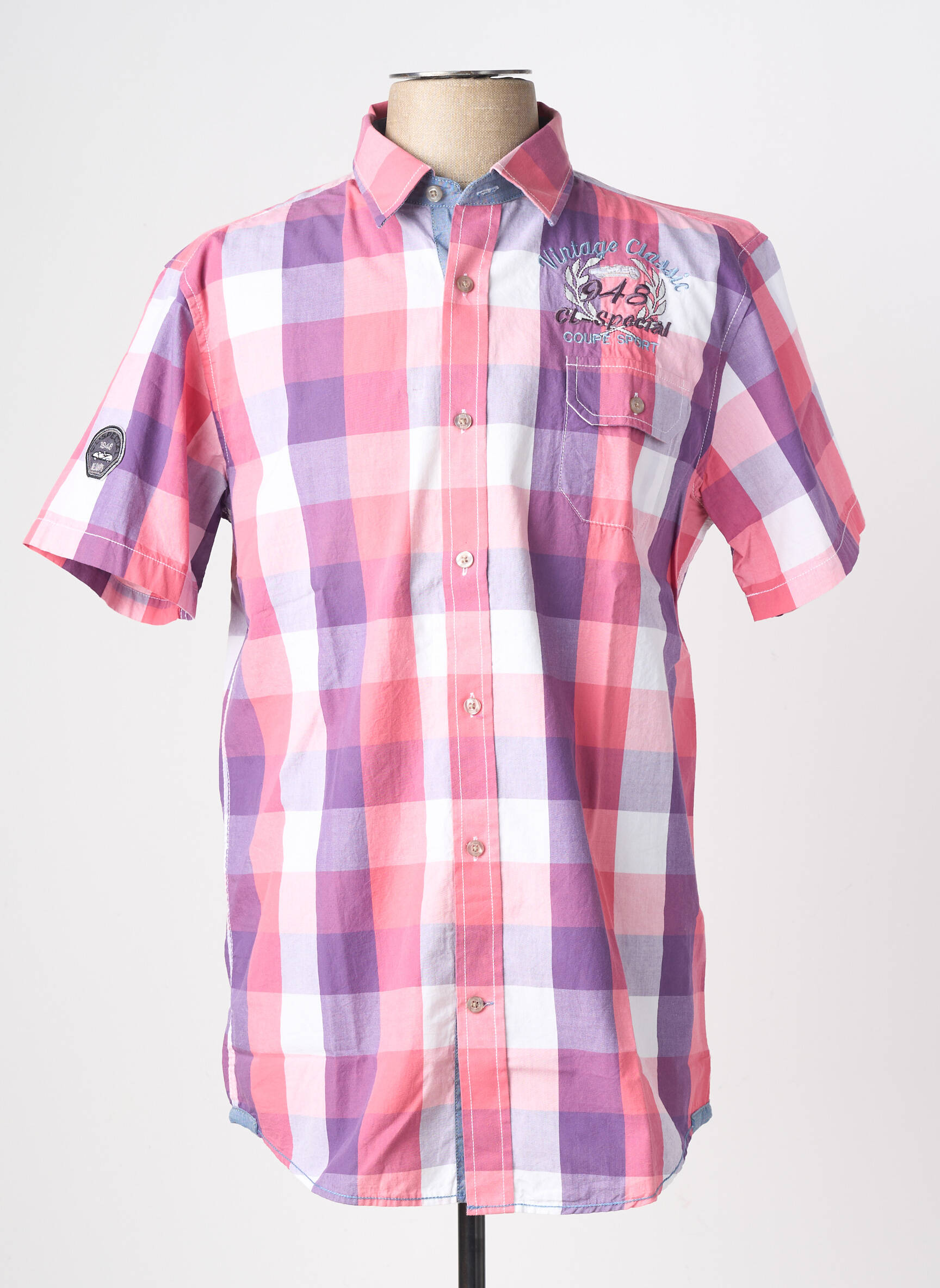 Chemise manches courtes poches rose DELAHAYE homme