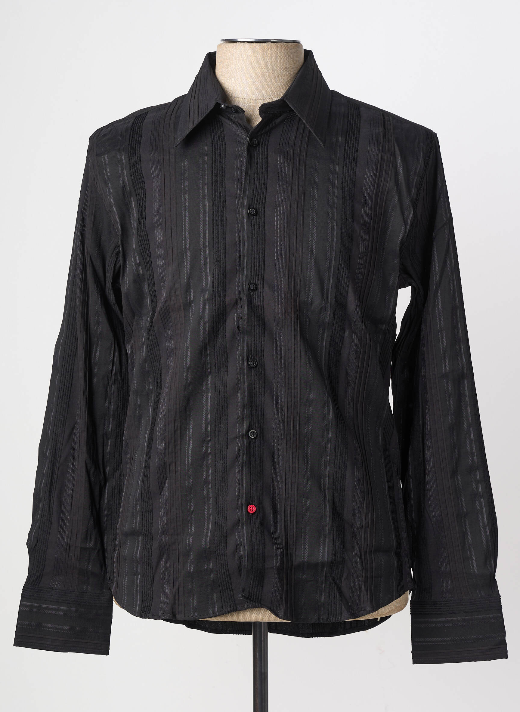 Chemise manches longues poignets boutonnés noir LA CIBLE ROUGE homme