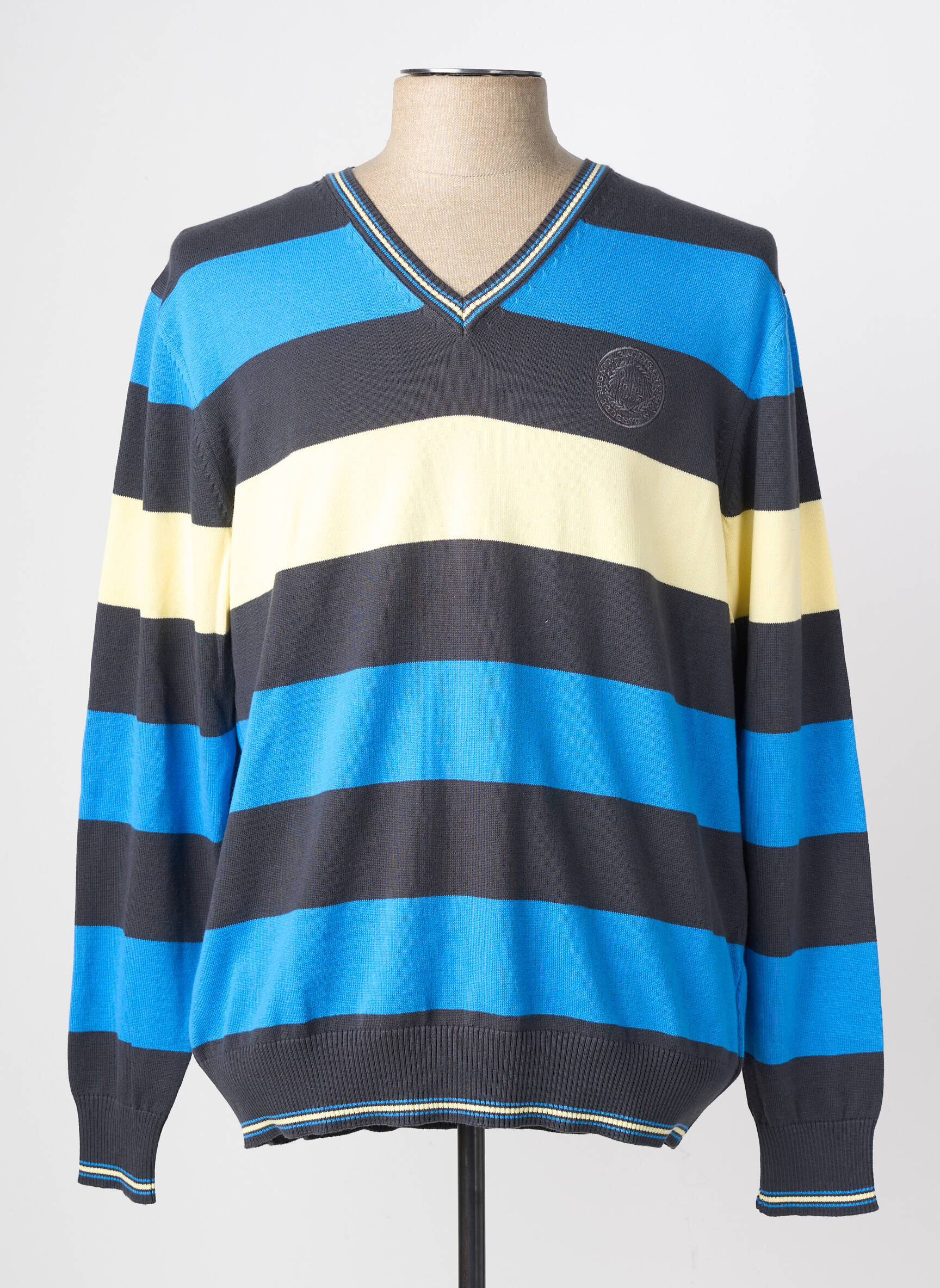 Pull col v manches longues bleu OLIVER HOLTON homme