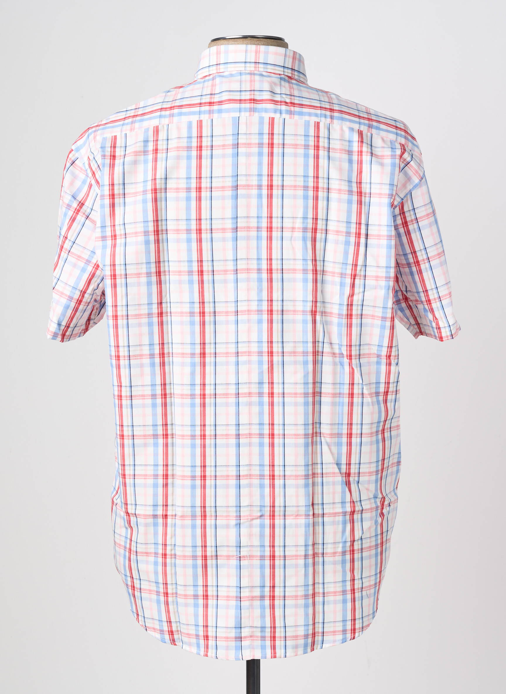 Chemise manches courtes imprimé carreaux blanc ETHNIC BLUE homme