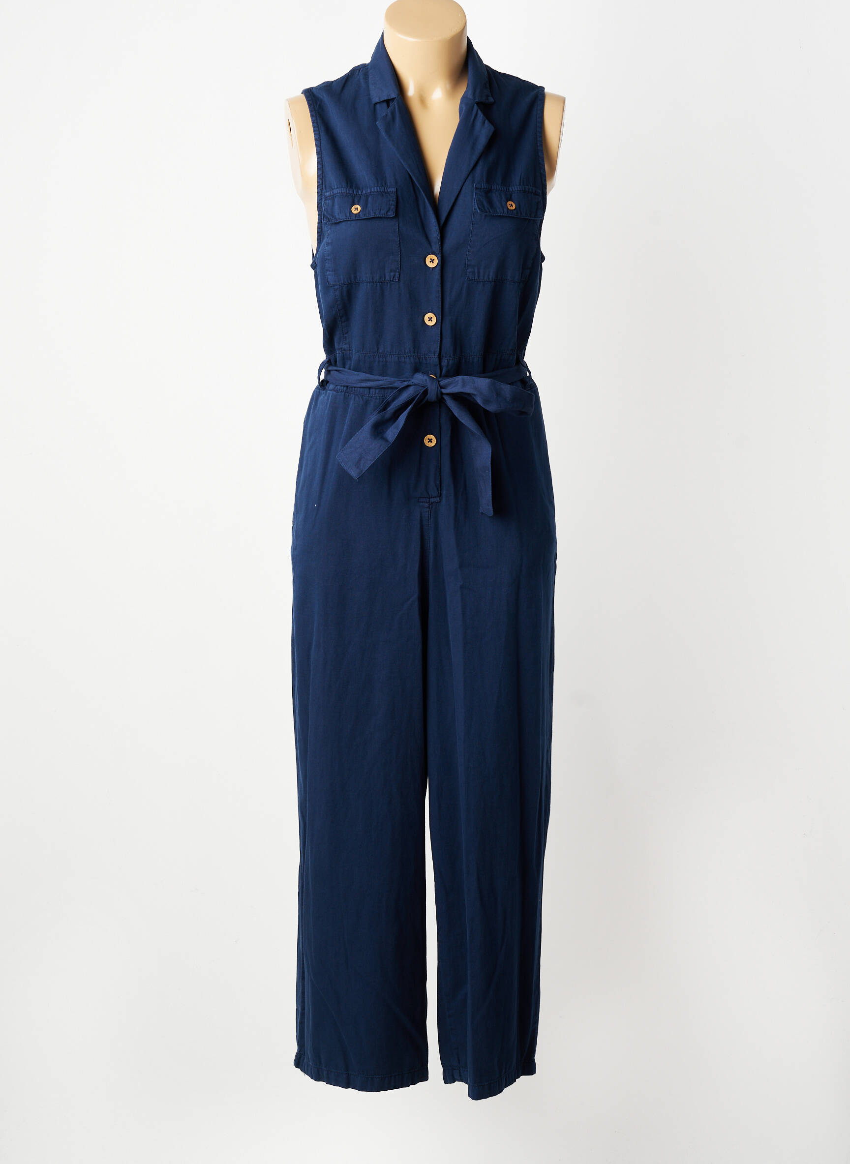 Combi-pantalon fermeture boutonnée sur le devant sans manche bleu AGATHE & LOUISE femme