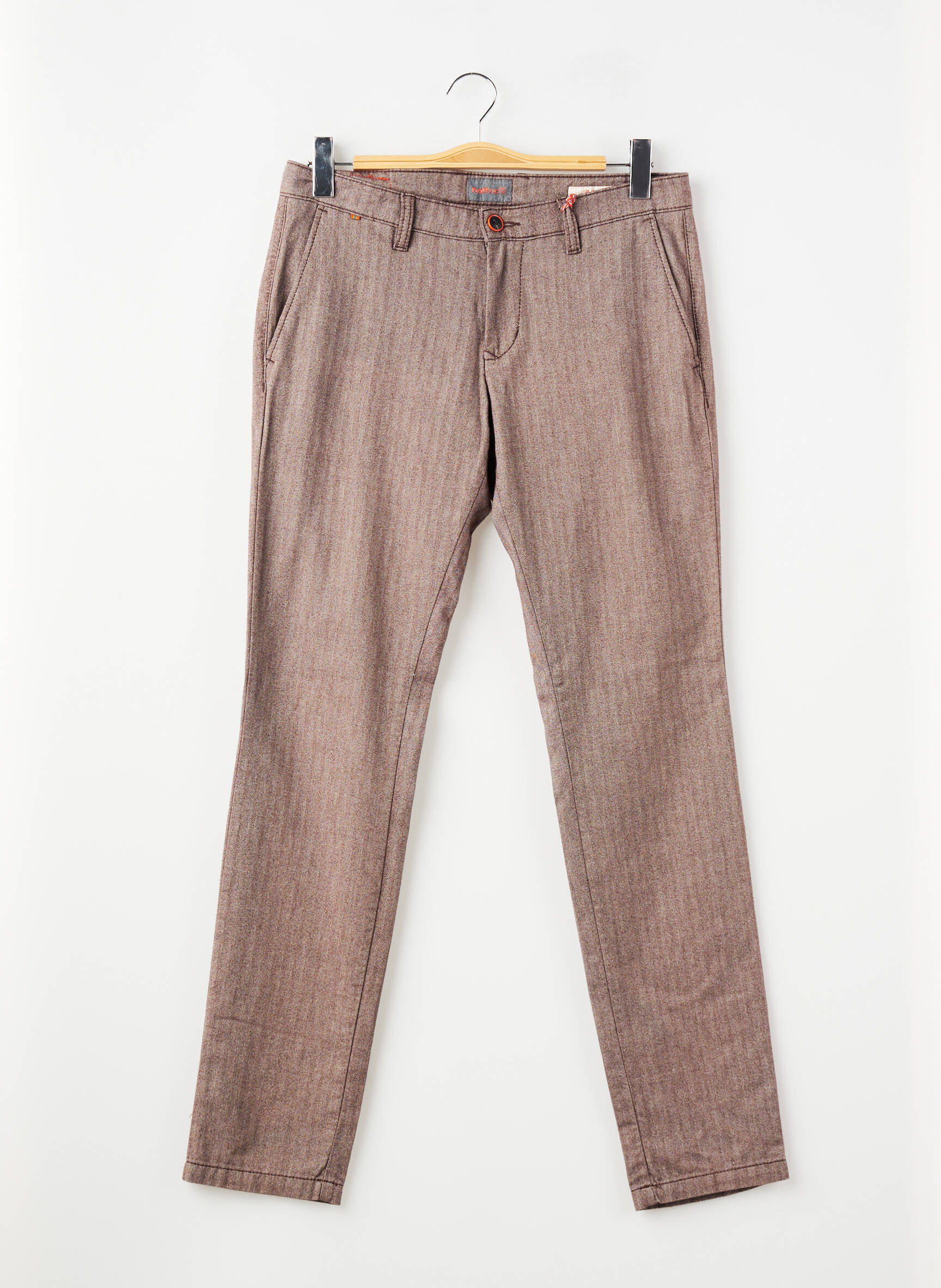 Pantalon chino tissage chiné taille normale marron HATTRIC homme