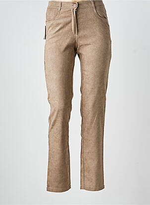 Pantalon slim taille haute taille haute marron FREDA femme