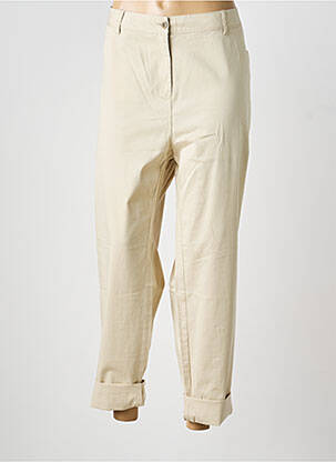 Pantalon droit tissage popeline taille normale beige AGATHE & LOUISE femme