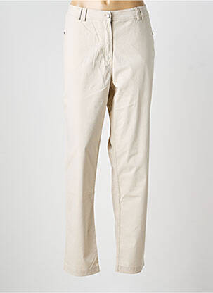 Pantalon chino tissage popeline taille normale beige EL INTERNATIONALE femme