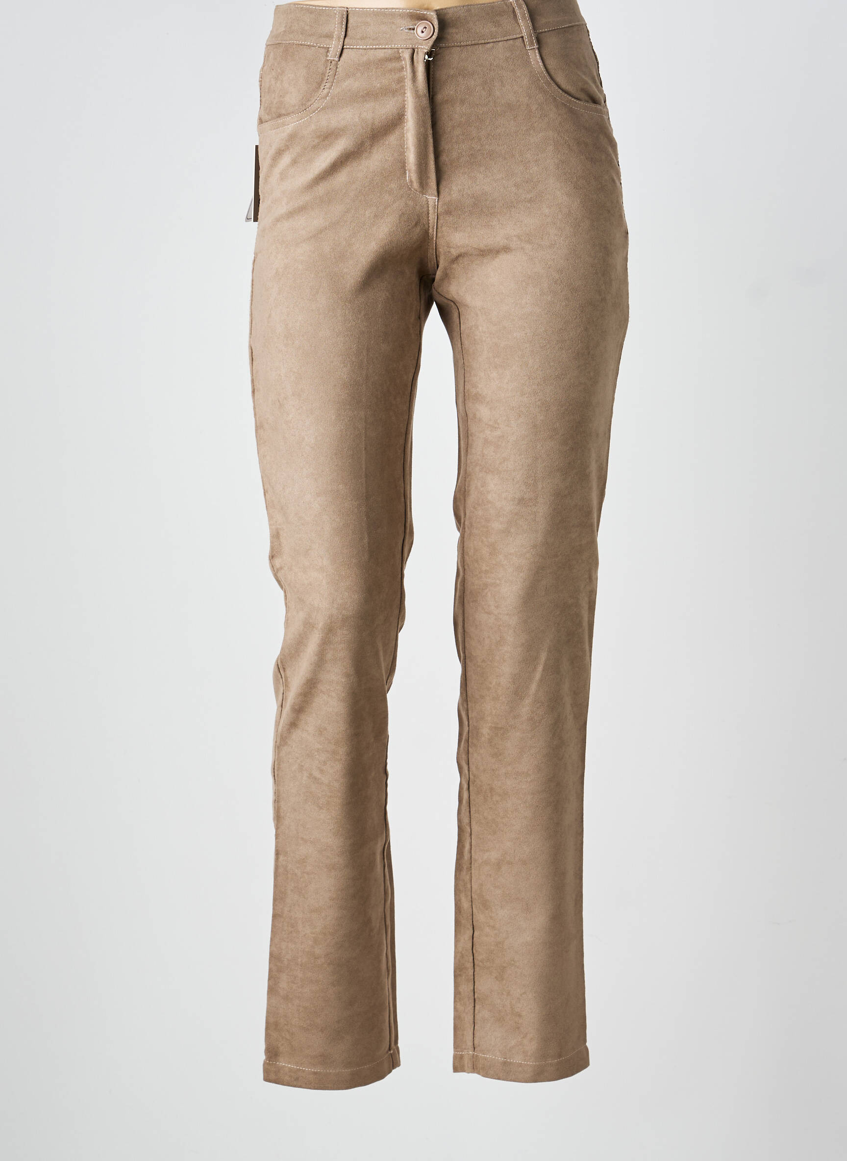 Pantalon slim taille haute taille haute marron FREDA femme