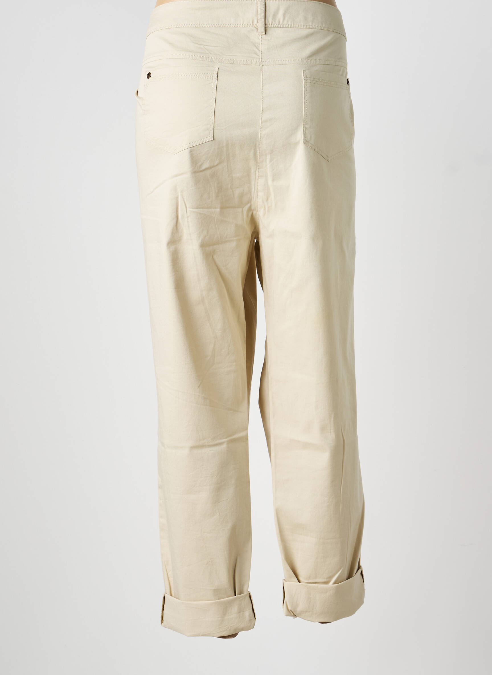 Pantalon droit tissage popeline taille normale beige AGATHE & LOUISE femme