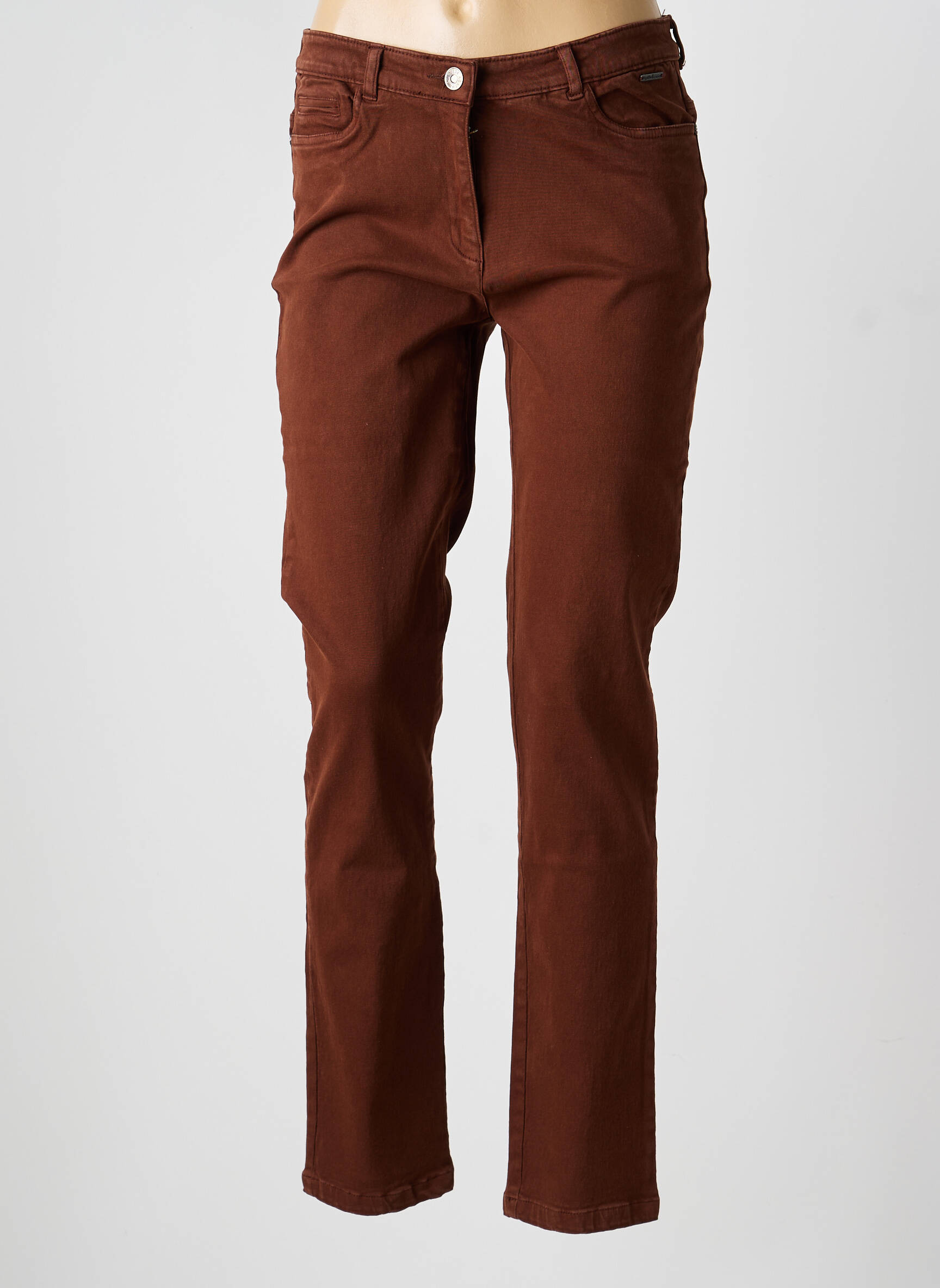 Jeans coupe slim stretch taille normale marron AGATHE & LOUISE femme